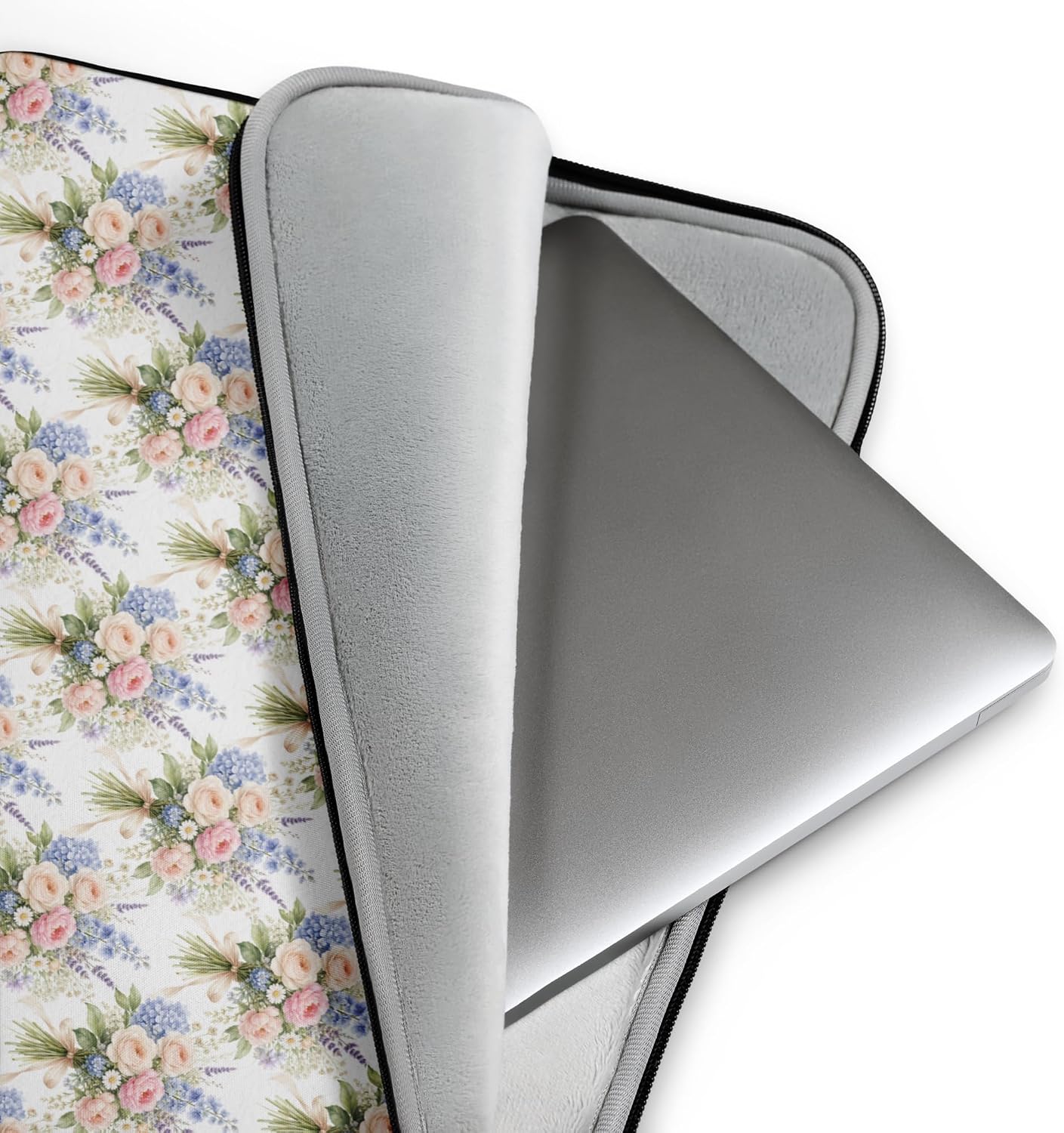 French Country Watercolor Bouquet Flowers Floral Pattern Graphic Laptop Sleeve image 2
