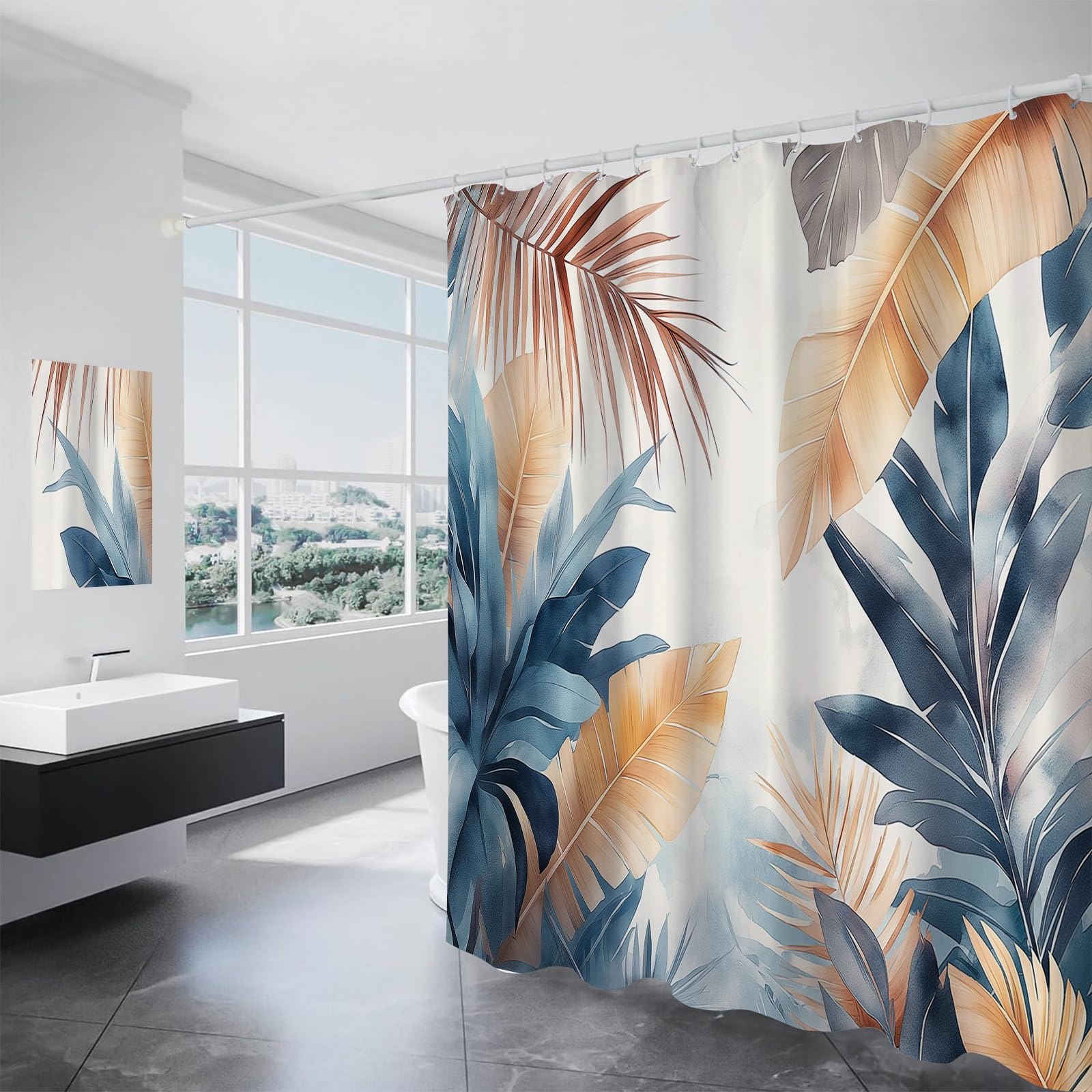 Rideau de salle de bain tropical pour une douche relaxante
