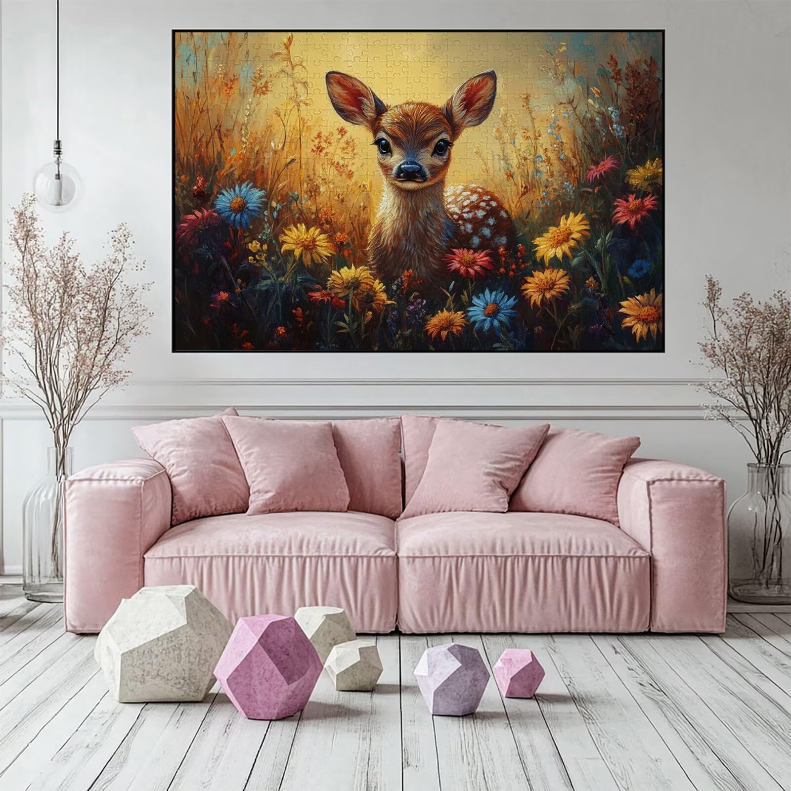 Puzzle 3000 elementów jeleń puzzle dla dorosłych kwiaty 122 x 81 cm Unikalne rzemiosło klasyczne 3D drewniana układanka do rodzinnych gier aktywnych, układanka do samodzielnego wykonania nawet do