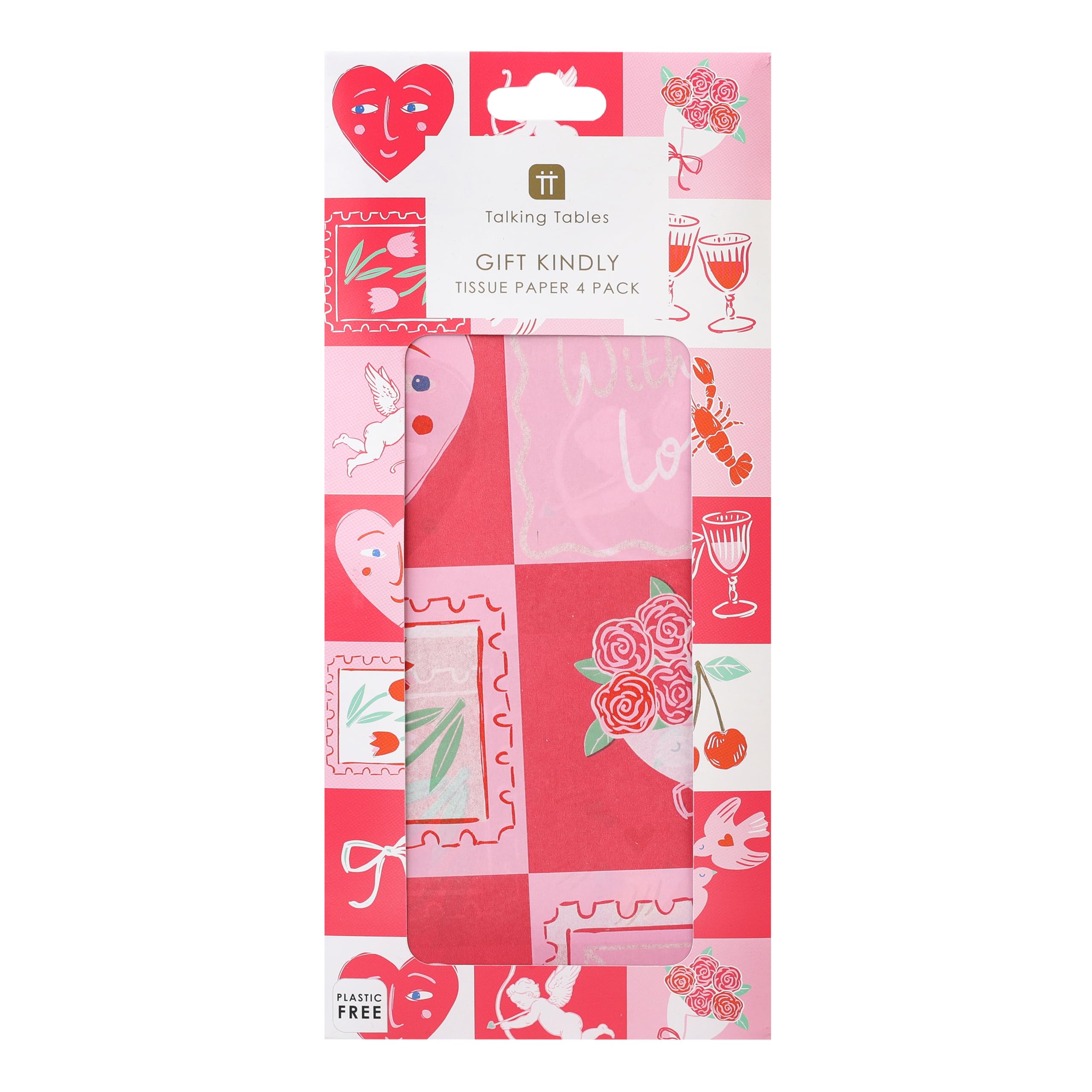 Talking Tables 4 x Valentines Tissue Paper Decorative Galetines Gift Wrap Paper Featuring Love Icons for Romantic Gifting Weddings Valentine Presents Party Bags Craft Wrapping and Celebration Styling