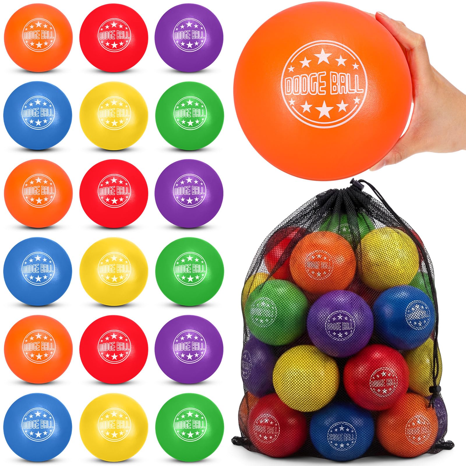 Jerify Dodgeball-Set aus Schaumstoff, 15,2 cm, weiche Haut, Spielplatz, Dodgeballs, Großpackung mit Aufbewahrungstasche, Schaumstoff mit niedriger Dichte, für nicht stechende Dodgeball, Sportgeräte