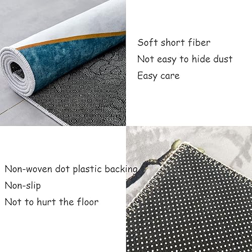 Miniatura 4 de Alfombra larga para corredores, 39.4in47.2in de ancho, suave, antideslizante, fácil de limpiar, alfombra estrecha para sala de estar, entrada,