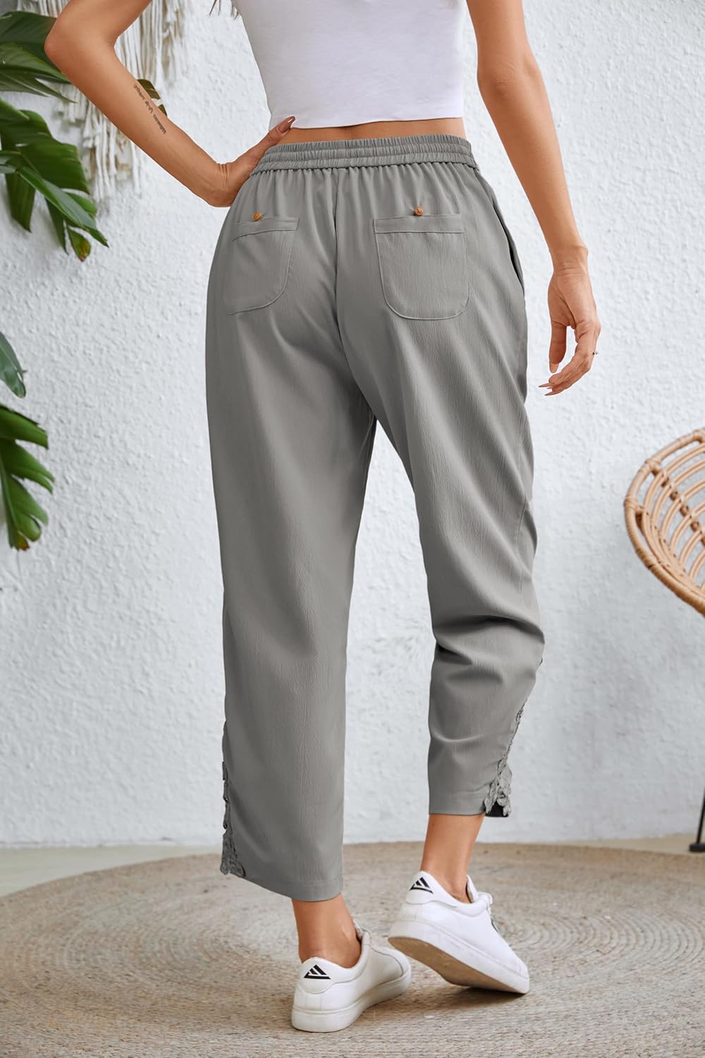 Jokeluck Women Fashion 2025 Casual Lightweight Drawstring Elastic Waist Pants with Pockets - Image 6