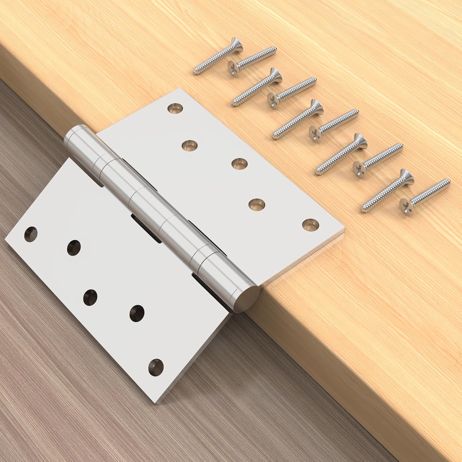 3 Pack Door Hinges Stainless Steel 5" Heavy Duty Ball Bearing Door Hinge with Square Corners Heavy Duty Non-Removable Pin for Exterior Interior Door