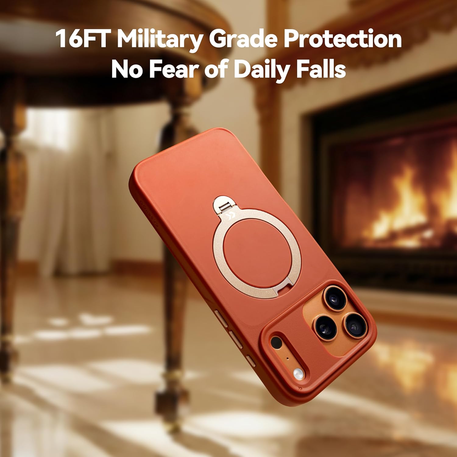 CASEKOO Twilight Orange Designed for iPhone 17 Pro Max Case with Spin Magnetic Stand [16FT Military Protection] [Non-Slip Edge] [Fit for MagSafe] Shockproof for iPhone 17 ProMax Case with Stand 6.9'' - Image 6