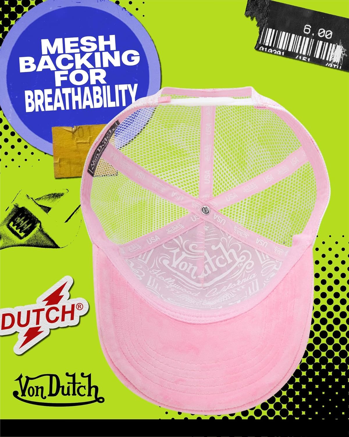 Von Dutch Unisex Trucker Hat - Plush Curved Bill Mesh Back Retro Classic Adjustable Snapback Baseball Cap for Men and Women