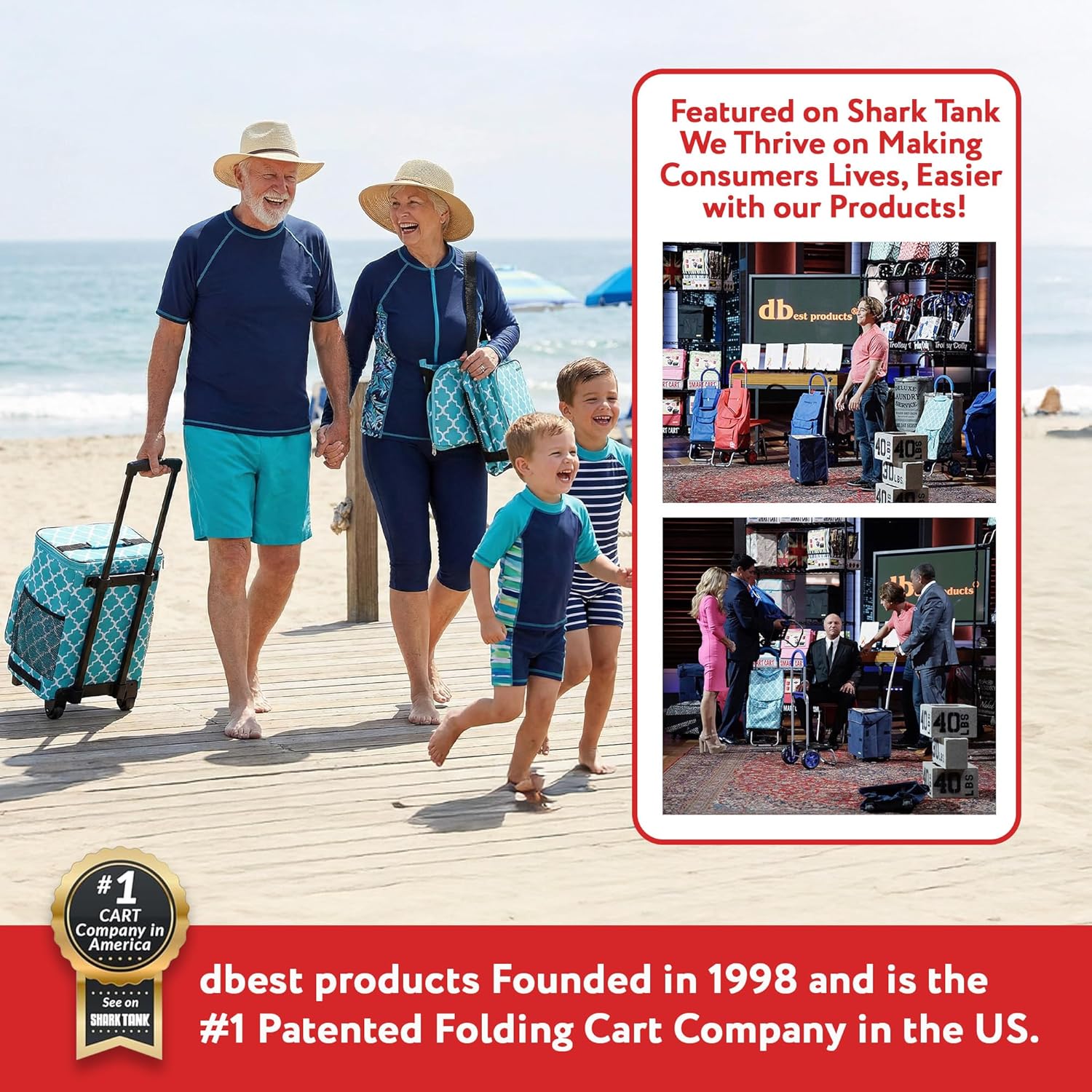 dbest products Ultra Compact Cooler Smart Cart, Moroccan Tile Insulated Collapsible Rolling Tailgate BBQ Beach Summer