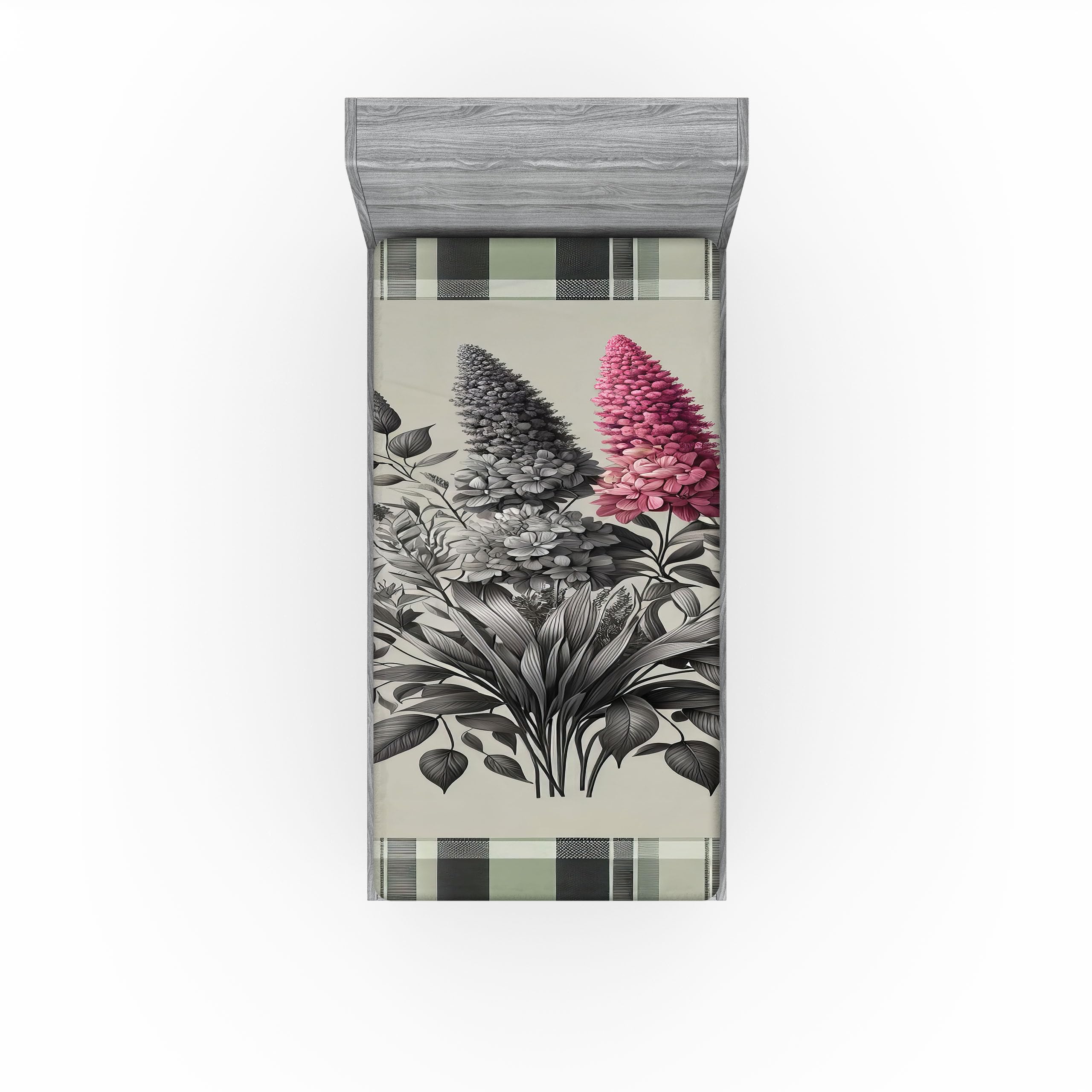 Ambesonne Floral Art 2 Pack Fitted Sheet, Reseda Tones Lavenders, Bed Cover All-Round Elastic Deep Pockets 2 Pieces, Package Contains 2 Twin XL Size Fitted Sheets, Grey Teal Pale Ruby