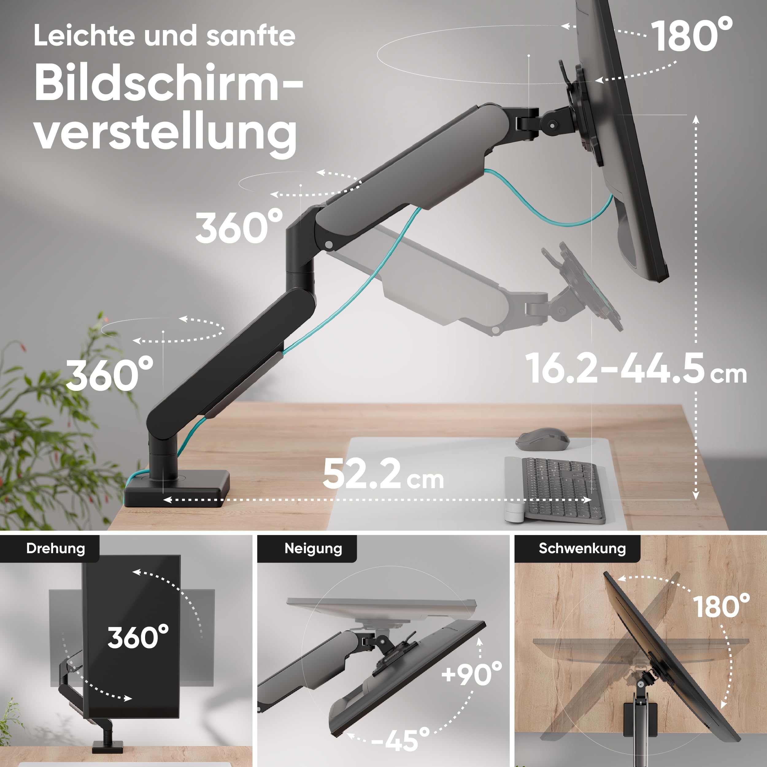 ONKRON Monitor Halterung 13-32 Zoll, bis 9 kg, max VESA 100x100, G50-B