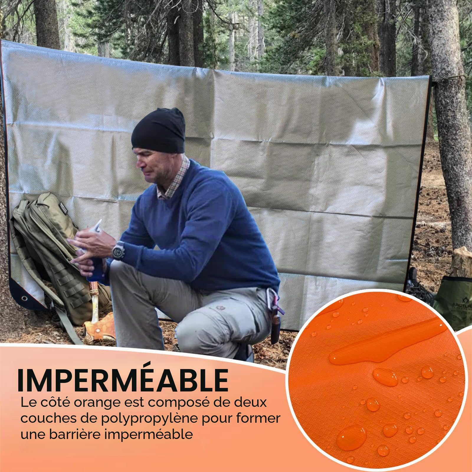 Lot de 2 couvertures de Survie améliorées – Bâche Thermique réfléchissante – Couverture d'urgence réutilisable pour Voiture ou Camping – 152,4 x 208,3 cm – Orange