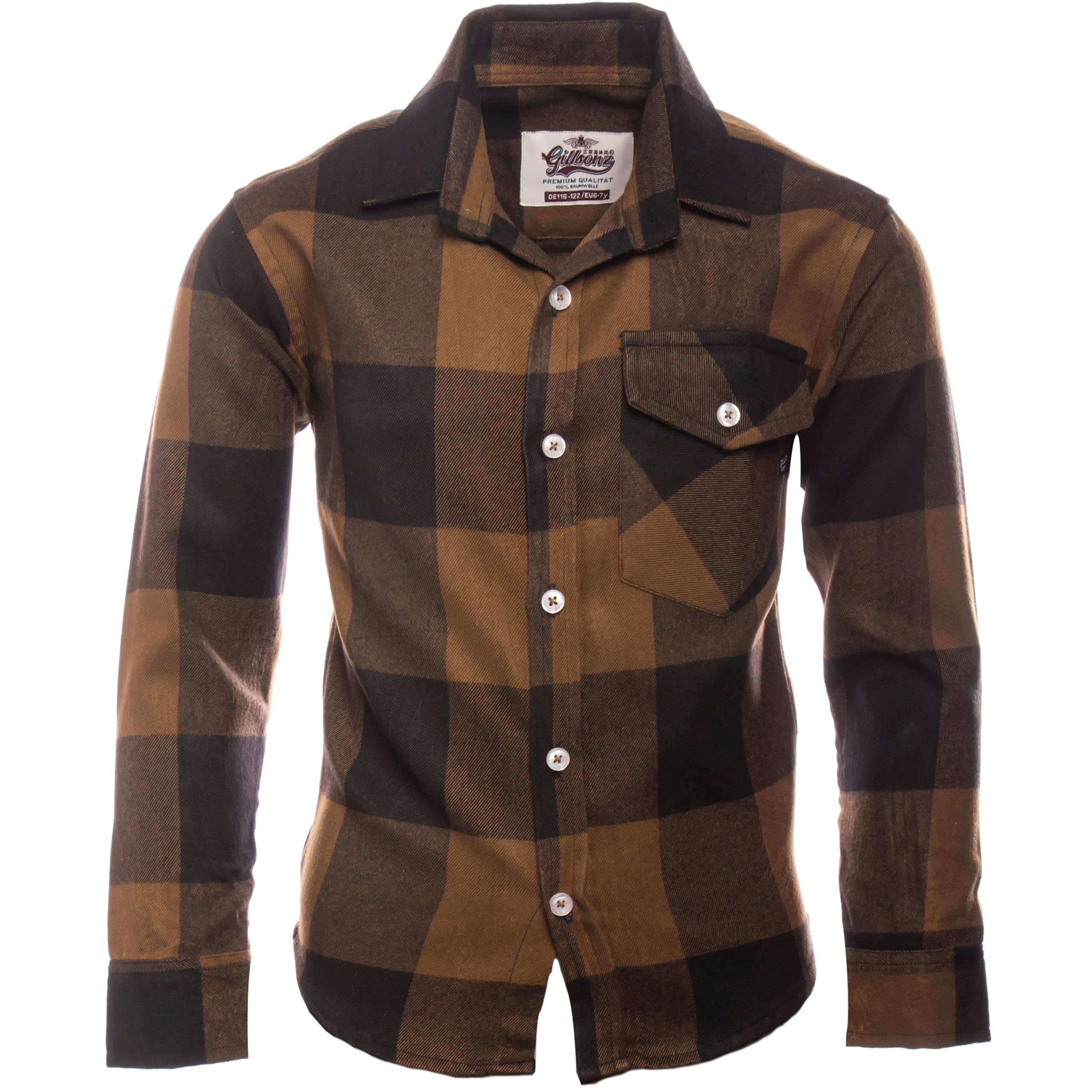 GILLSONZ DSF-73 Camisas de franela Camisa a cuadros Camisa de estudiante de ocio para niños