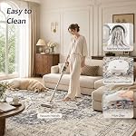 Tortania Area Rug Living Room Rugs - 5x7 Washable Boho Rug Vintage Oriental Distressed Farmhouse Large Thin Indoor Carpet for Living Room Bedroom Under Dining Table Home Office - Cream Blue