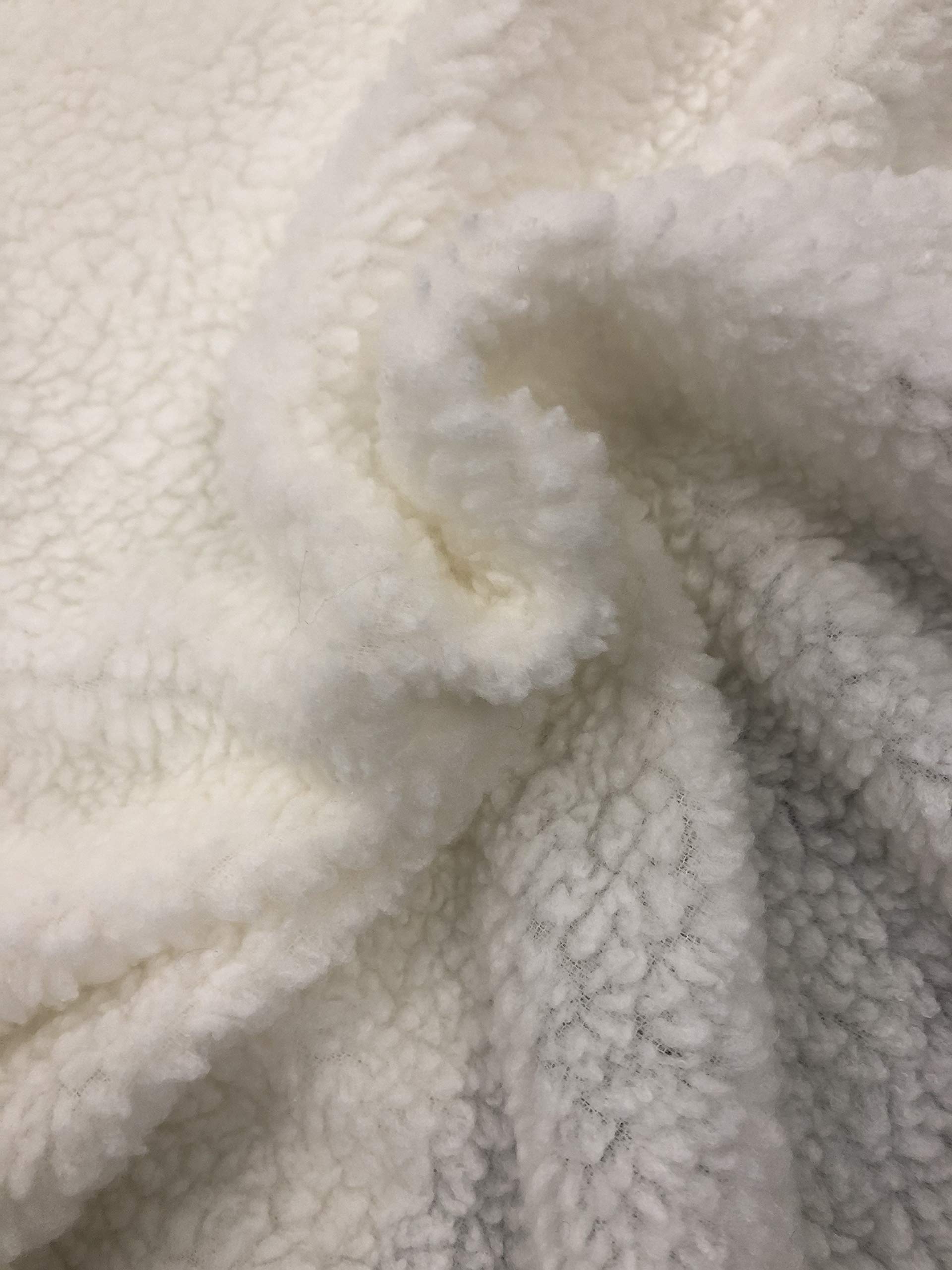 Sherpa Fleece Fabric - Supersoft Lamb Cuddle Fur Cloth - Soft Warm Cushion and Throw Faux Fur Covers - Thick Dressmaking Material Fabrics per Metre (White - Sample 10cm x 10cm)