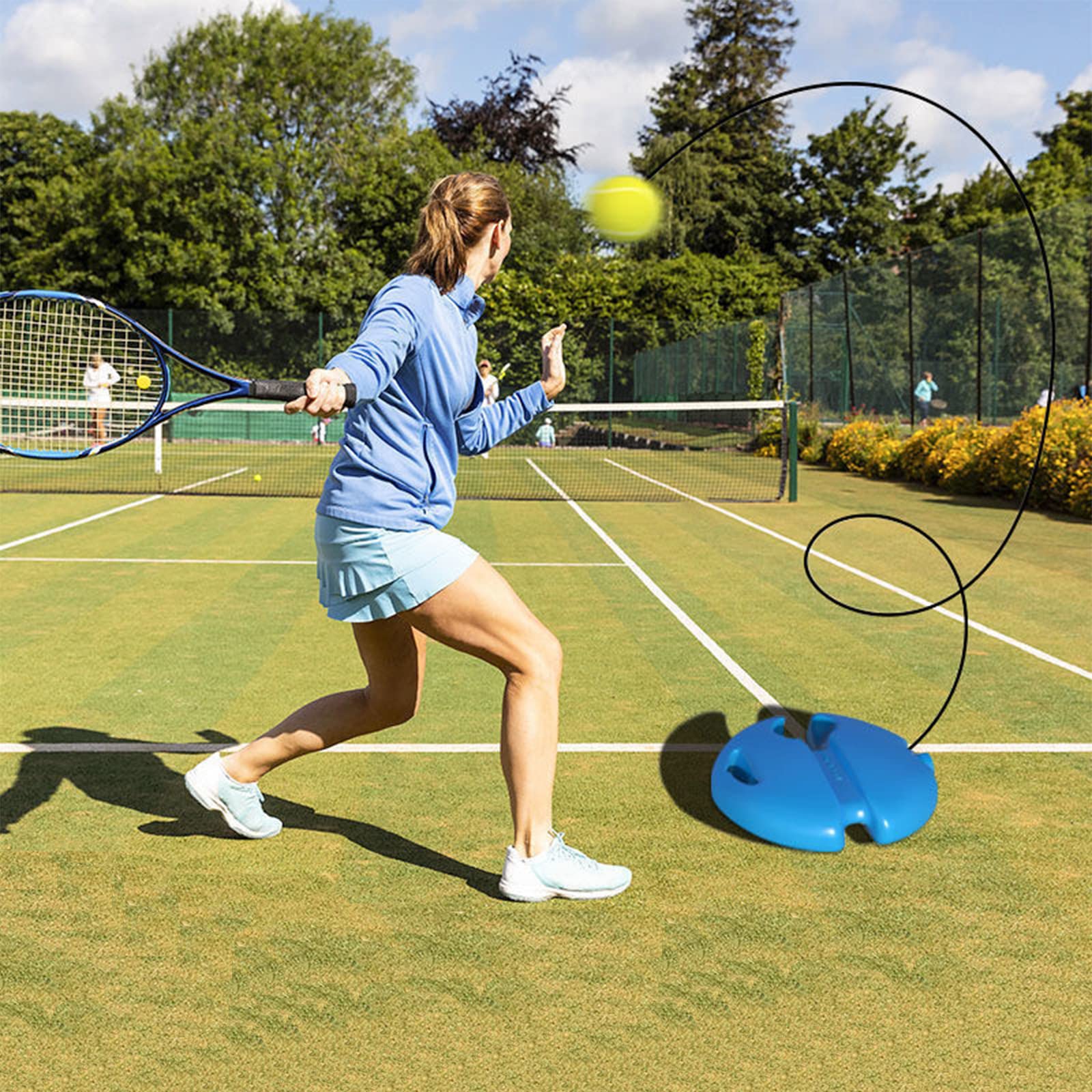 Allenatore di Tennis con Palla Elastica - Strumento di Rimbalzo per Principianti, Bambini e Adulti 1 Pezzo (Blu)