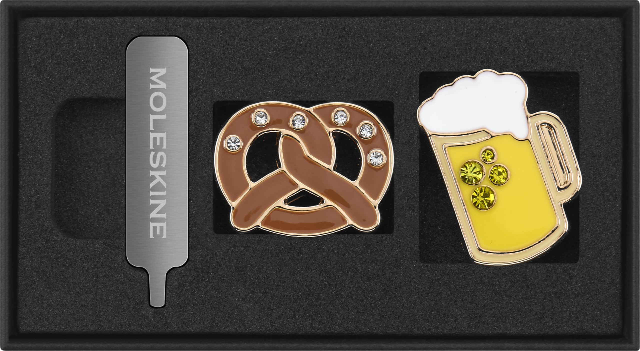 Moleskine Länder‑Pins – Brezel Und Bierkrug, Deutschland, Für Notizbücher Und Planer, Dekoratives Zubehör, Originelle Geschenkidee