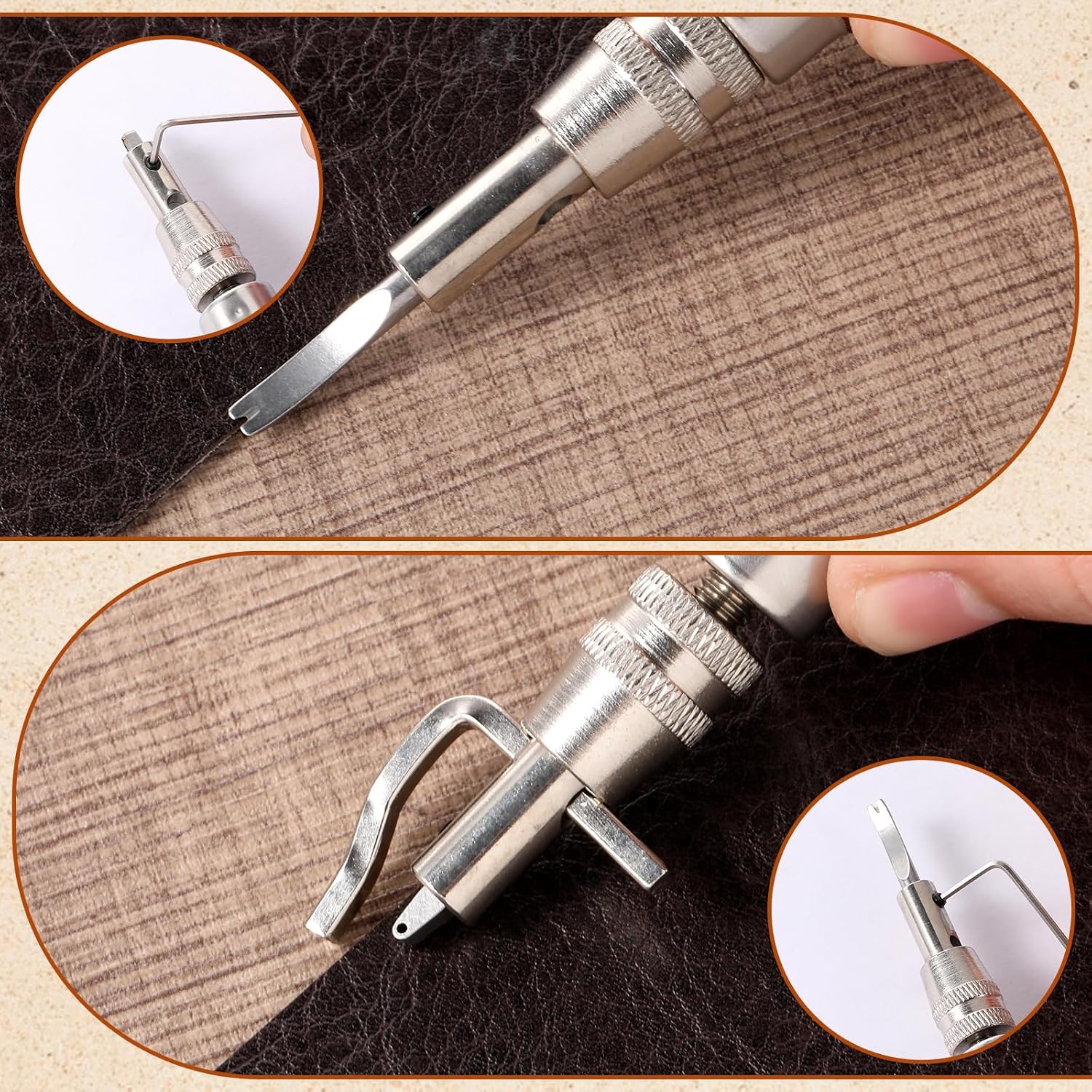 7 in 1 Leather Groover Tool, Pro Adjustable Stitching Working Tools Creasing Edge Beveler Leather Carving Cutting Tool Kit for DIY Leathercraft Cutting