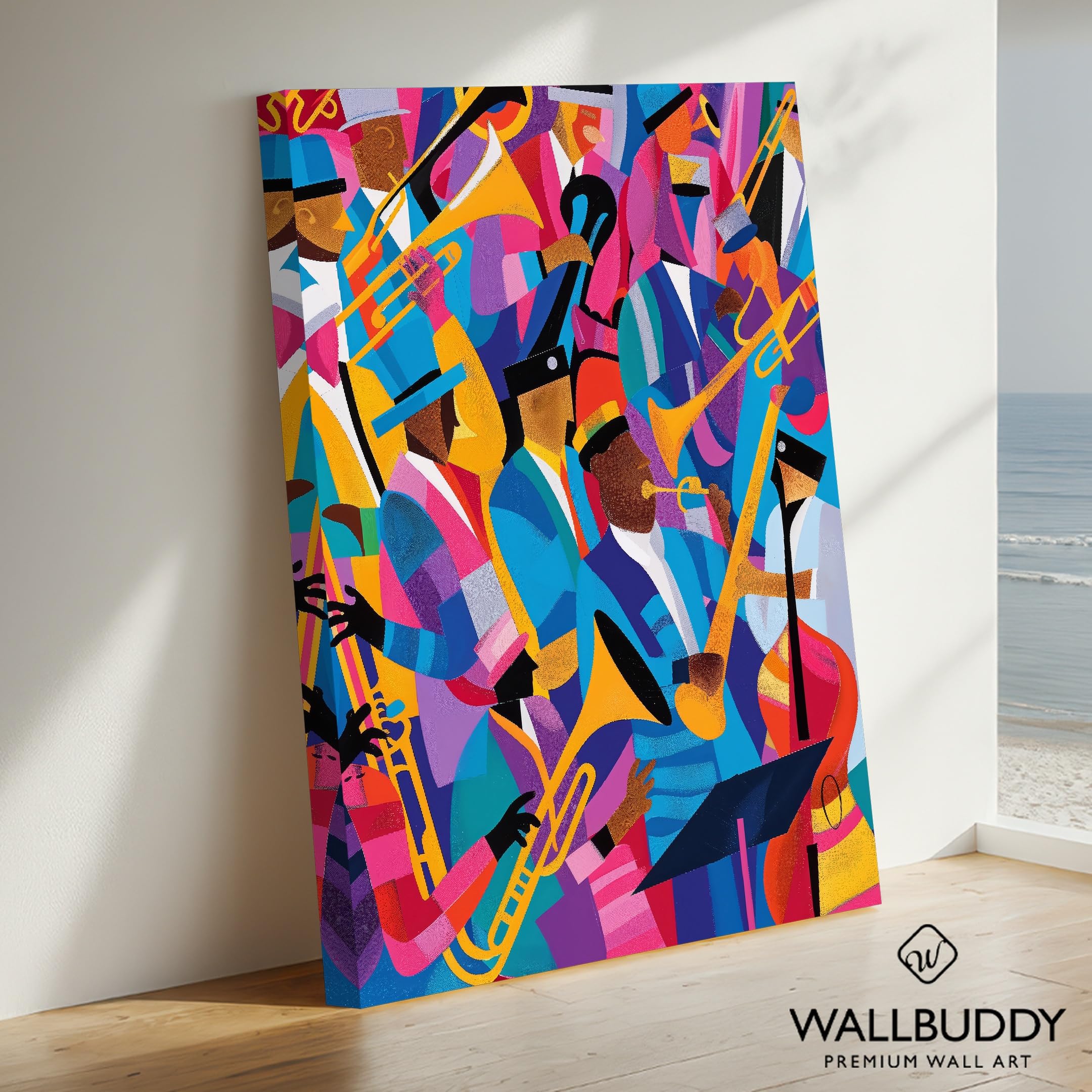 Wallbuddy Stampa Artistica Astratta di una Ban (30 x 40 cm, Tela su telaio)