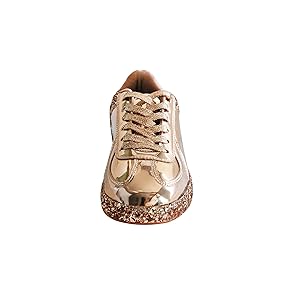 ROXY ROSE Womens Sneaker Flats Metallic Leather Glitter | B2B