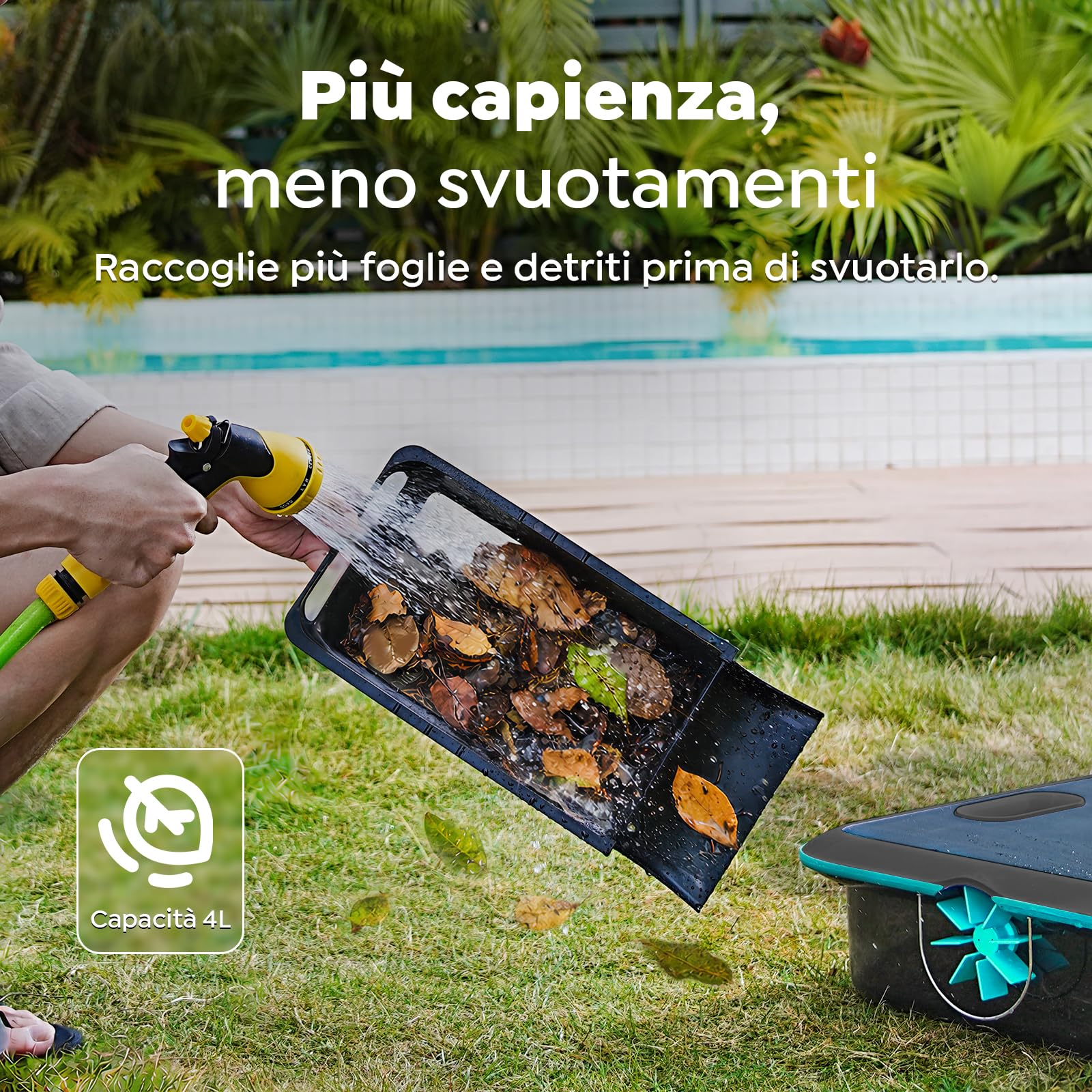 (Upgrade 2026) Pleco SK02 Skimmer Solare Robot per Piscina, Doppia Ricarica, Sensore Temperatura, Robot Piscina Skimmer con Controllo App, Pulitore per Piscina Skimmer Automatico 24/7