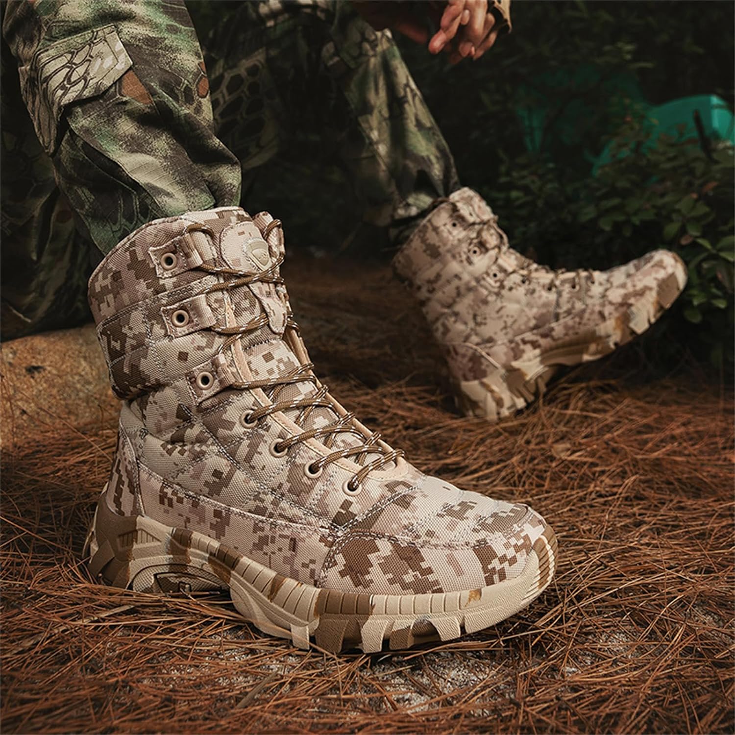 Men's High Top Military Tactical Boots Lightweight Non Slip Outdoor Hiking Boots Casual Breathable Work Hunting Desert Army Shoes