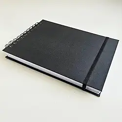 Sketchbook para Desenho A5 21x15 cm, Capa Dura Espiral, 50 folhas/ 100 páginas 240g - bloco para marcadores e mixed media, resistente a sangramento, caderno para pintura artística, caderno sem pauta, Desenho Artístico Profissional Esboço