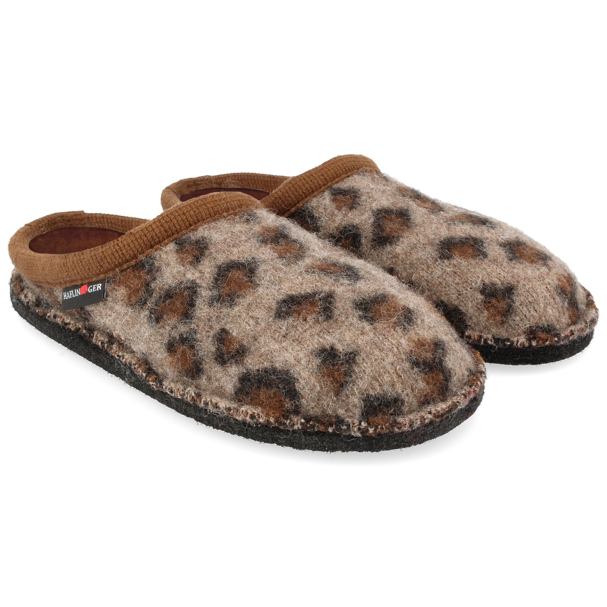 HAFLINGER Leo Unisex Wool Slipper with Leopard Pattern
