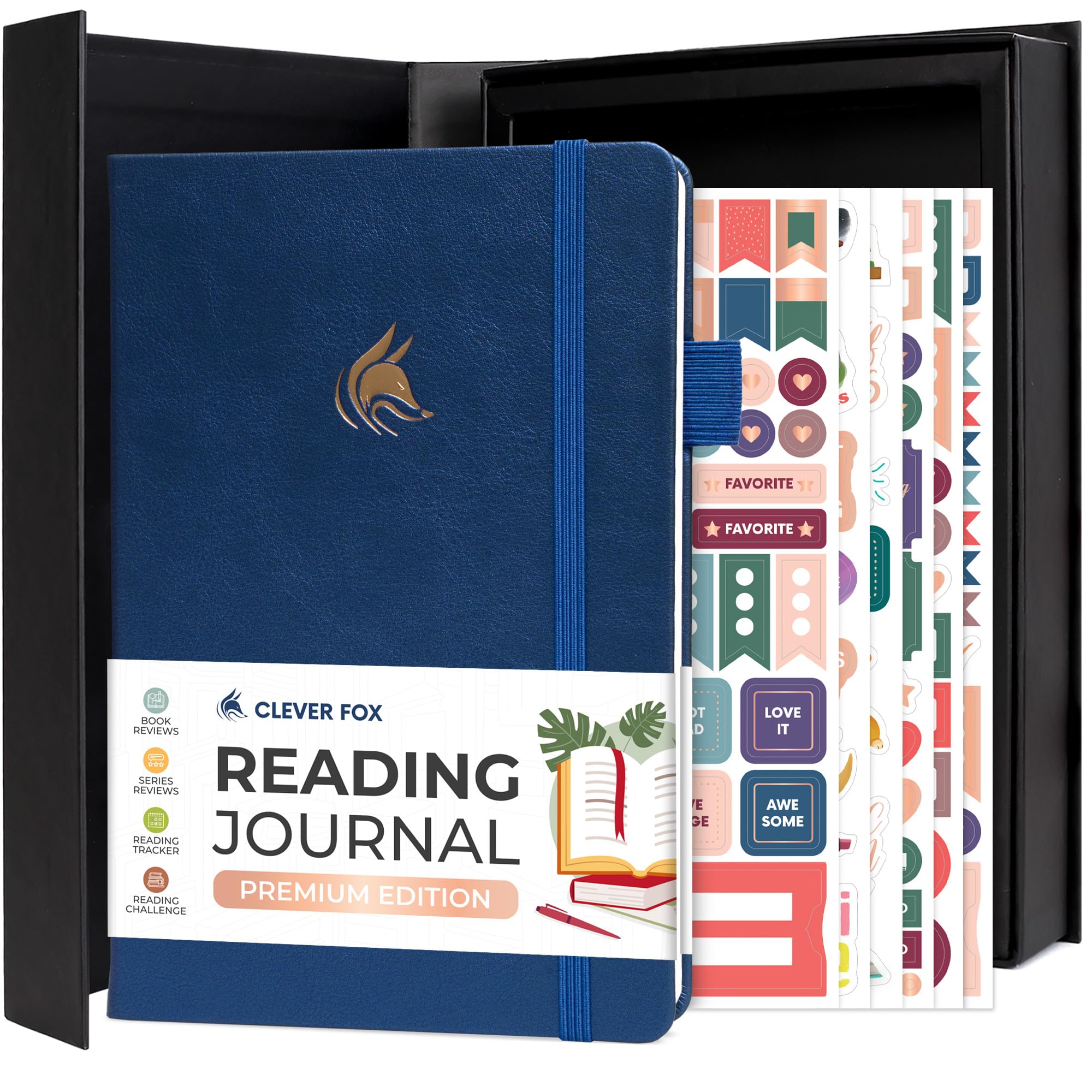 Clever Fox Reading Journal Premium – Review Log Notebook with Reading Tracker – Gifts & Accessories for Book Lovers, Adults & Kids (Mystic Blue)