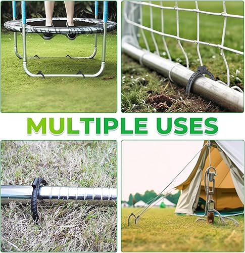 Miniatura 5 de Trampolín de refuerzo extra grande de 10 x 3 pulgadas, estacas de viento de seguridad, estacas en U de acero resistente, color negro