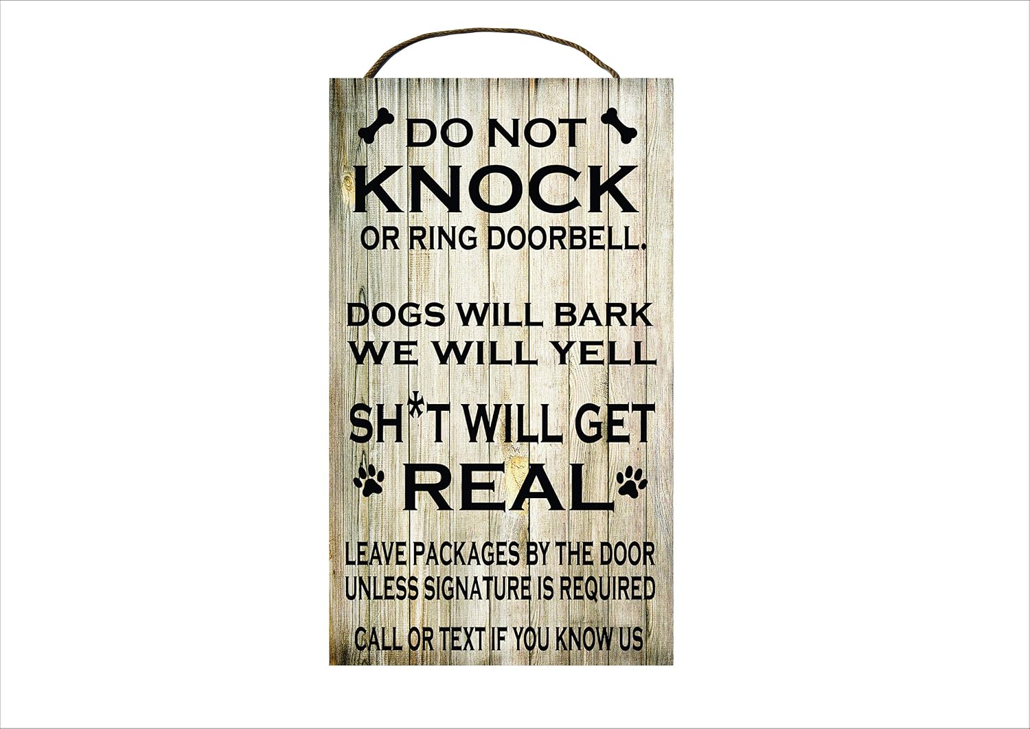 Buy Do Not Knock or Ring Doorbell. Dogs will Bark, We will Yell. Shit Will  Get Real. Humorous Wooden Sign 7"x12" Online at Lowest Price in Indonesia.  B084SSZLP3
