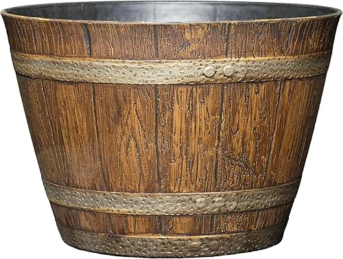 Classic Home & Garden Whiskey Barrel Planters - Wooden Finish