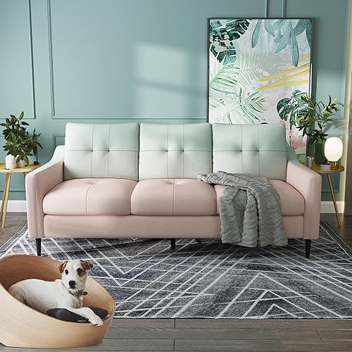 Miniatura 4 de SILKIR Sofá de 3 plazas cómodos cojines de tela, perfectos para espacios pequeños, apartamentos, sala de estar y oficina, sofás de color degradado