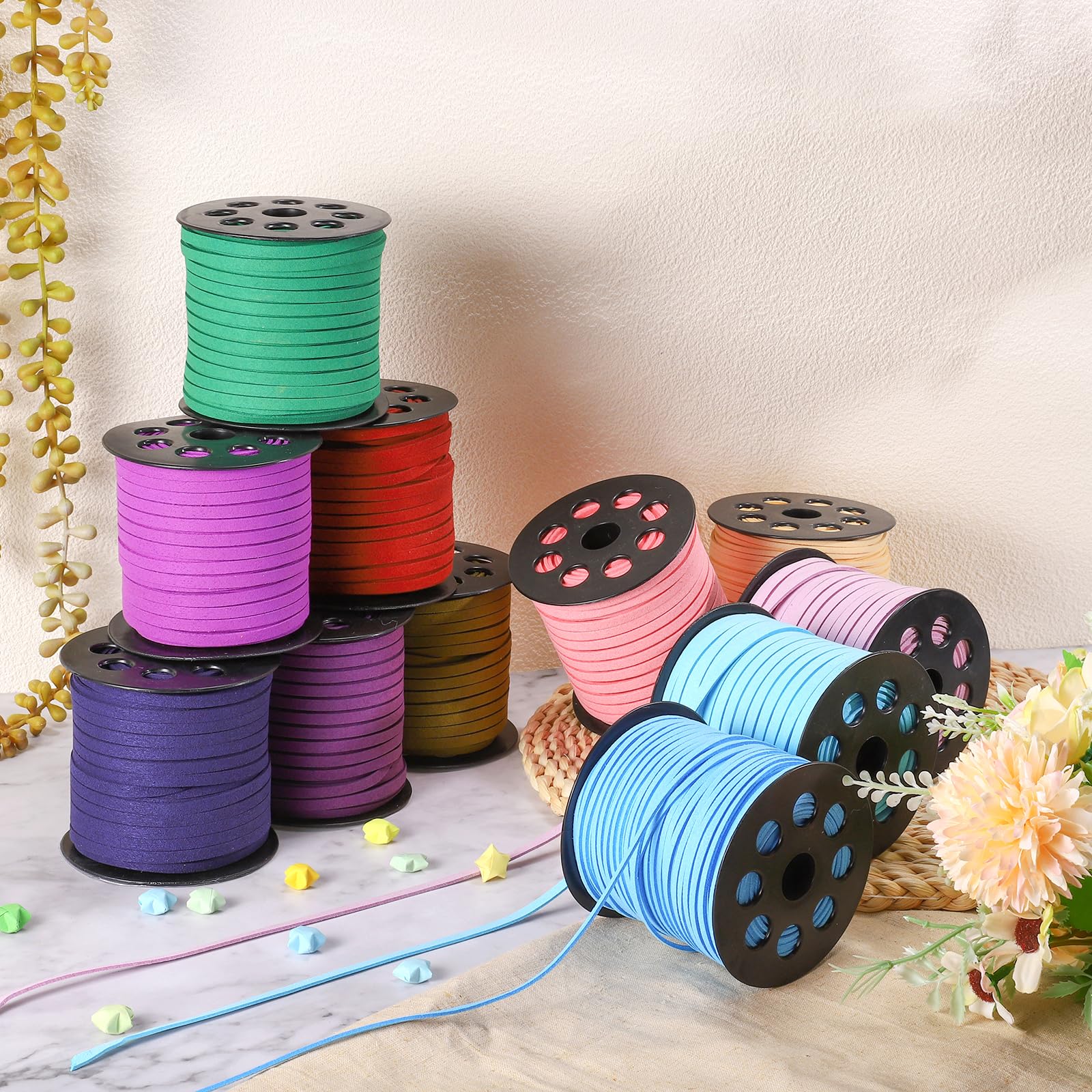 QUARKZMAN Wildleder Schnur, 90 Meter Lederband Flach Lederriemen 2,6mm Lederschnur für Geldbörse Handtasche Schnürsenkel DIY Bastelarbeiten Armbandherstellung, Grau
