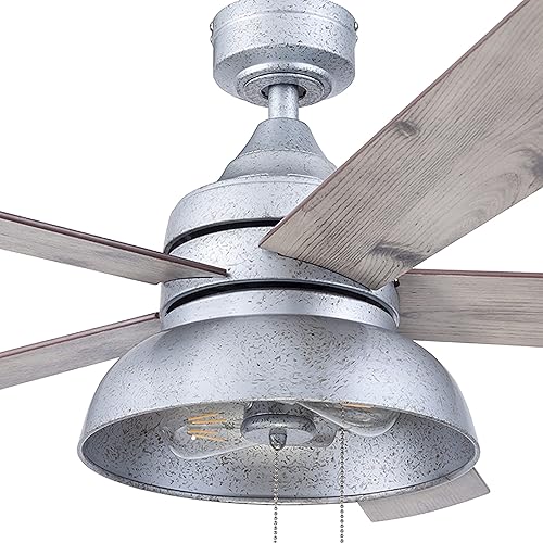 Miniatura 10 de Prominence Home Brightondale, 52 Inch Industrial Style Indoor/Outdoor Ceiling Fan with Light, Pull Chains, Dual Mounting Options, 5 Dual-Finish