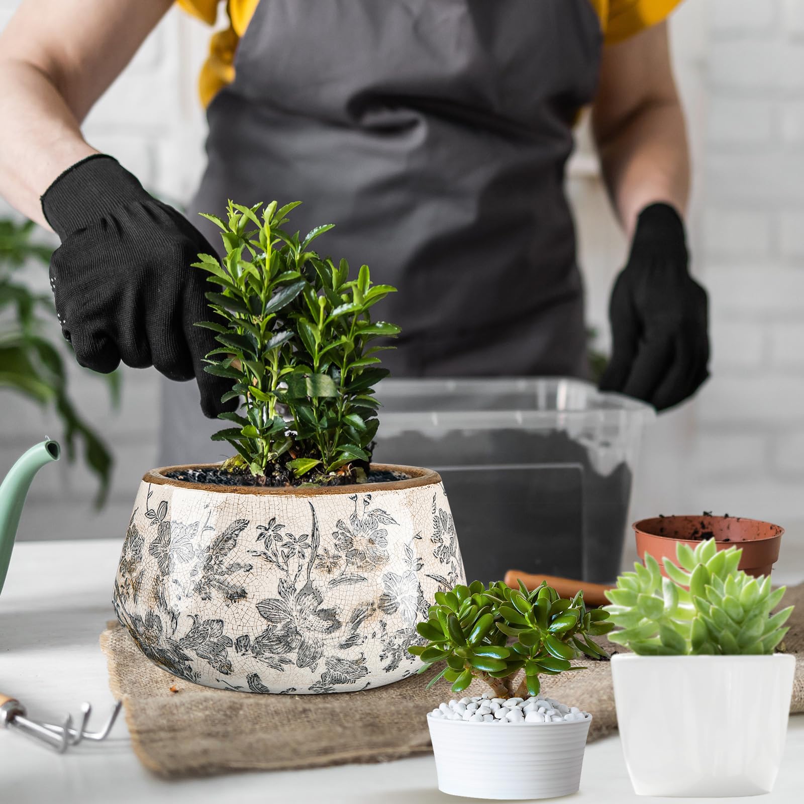 Amazon.com : Ninehaoou 7.8 Inch Large Vintage Ceramic Planter Ice