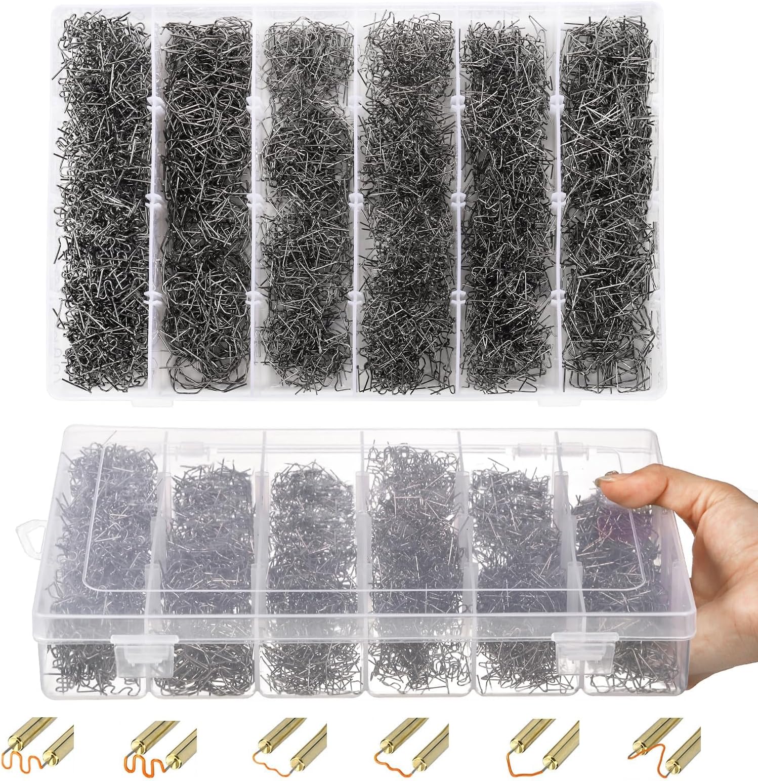 MAKINGTEC 3000 Pieces Plastic Welder Staples, Welding Hot Staples with Storage Box, 0.6 and 0.8mm Plastic Welding Kit for Repair Car Bumpers Dashboards Lamp Holders Daily Plastics Supplies