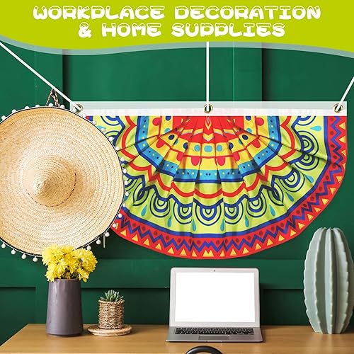 Miniatura 3 de Zhehao 4 banderas de fiesta mexicana plisadas para fiestas mexicanas, carnavales, bodas, cumpleaños, recuerdos de fiesta de Luau Taco (elegante)