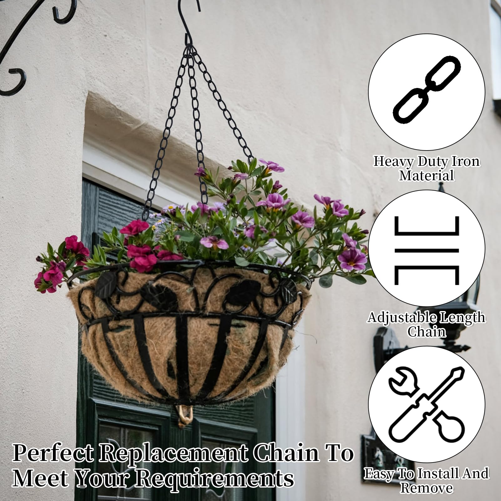 Rostfeste Hängeketten Mit Haken – 4 Stück, Je 40,6 Cm, Trägt Bis 11,8 Kg, Ideal Für Blumenampeln, Laternen & Deko Im Garten Oder Wohnzimmer