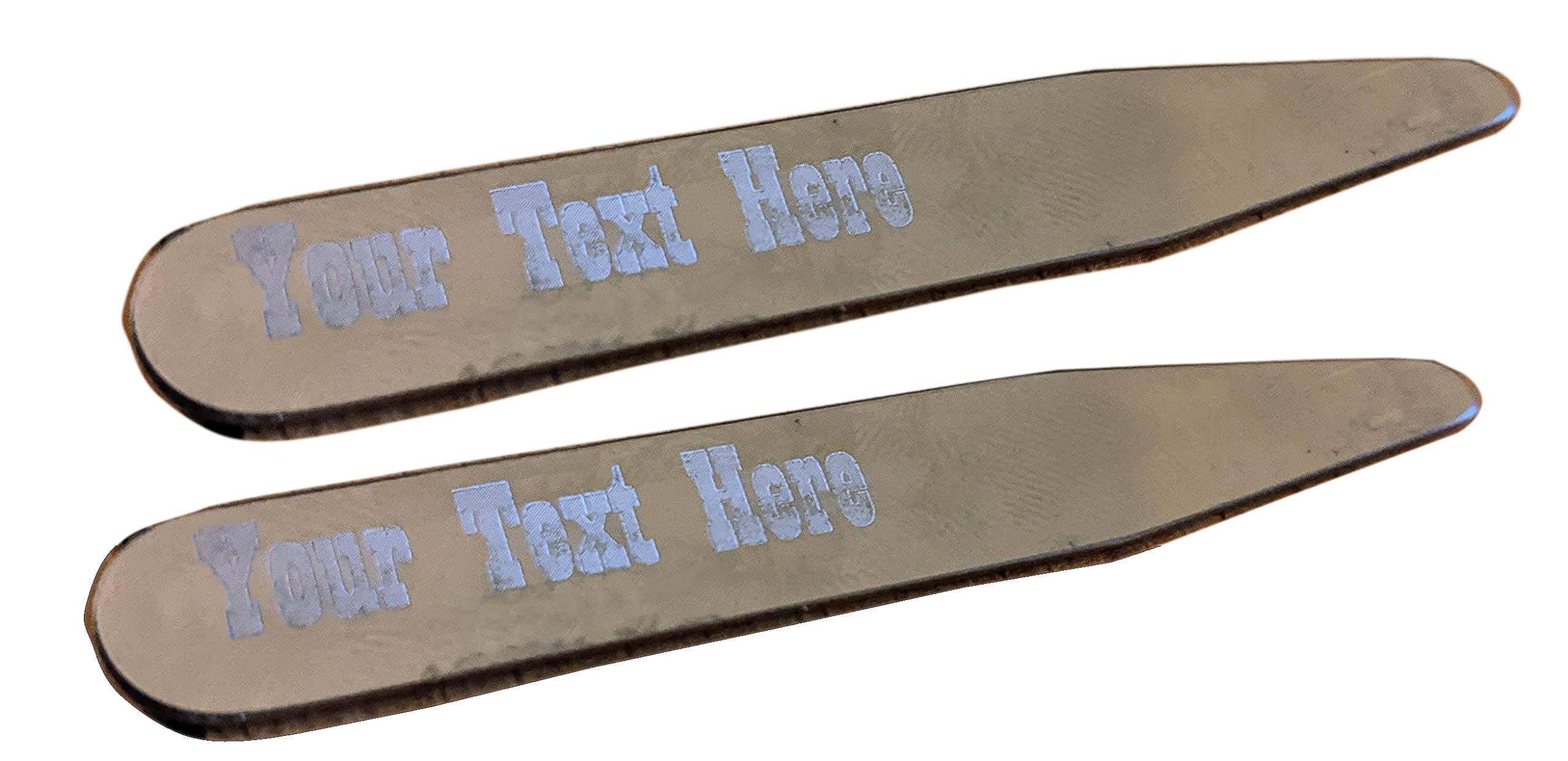 Stainless Steel Collar Stays/Stiffeners To Personalise with felt wallet in Playbill Font