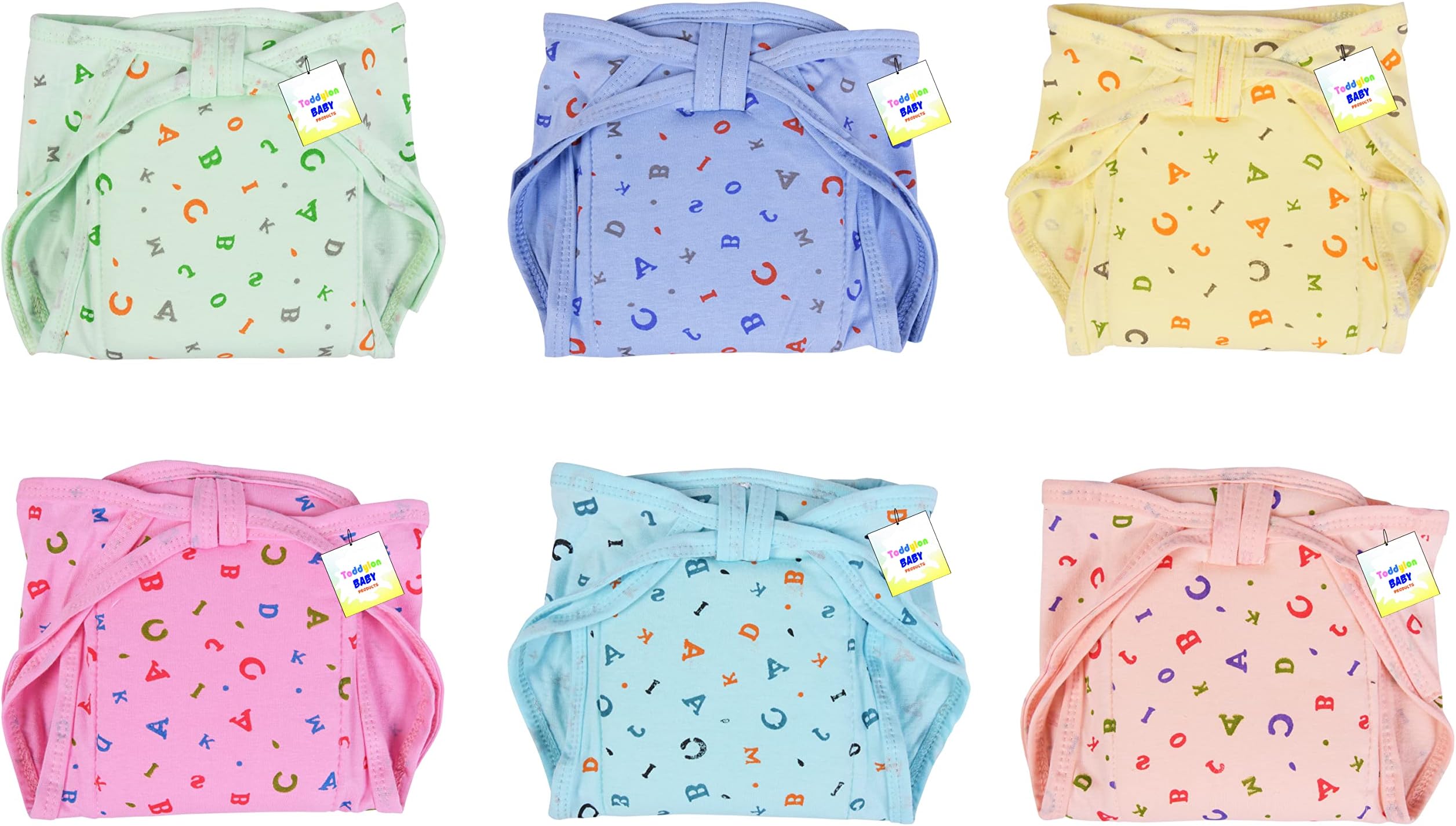 Toddylon Baby Products New Born Baby Clothes | Cloth Diapers | Langots | Nappies | Cotton | Reusable | Washable | Nappy (0-6 Months, Pack of 6)