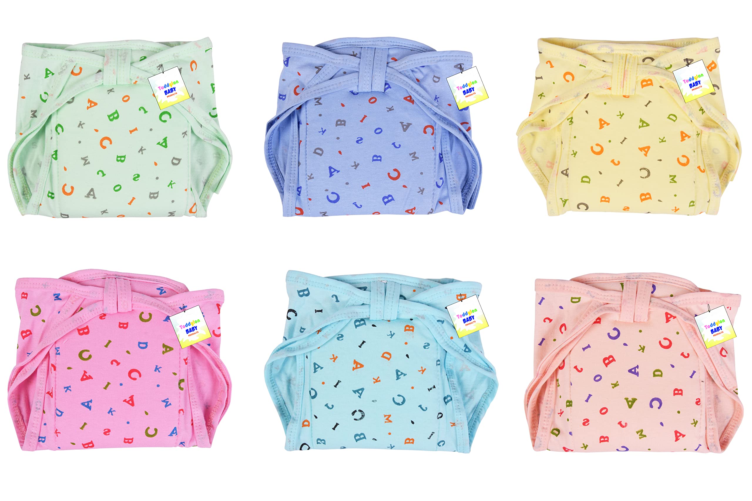 Toddylon Baby Products New Born Baby Clothes | Cloth Diapers | Langots | Nappies | Cotton | Reusable | Washable | Nappy (0-6 Months, Pack of 6)