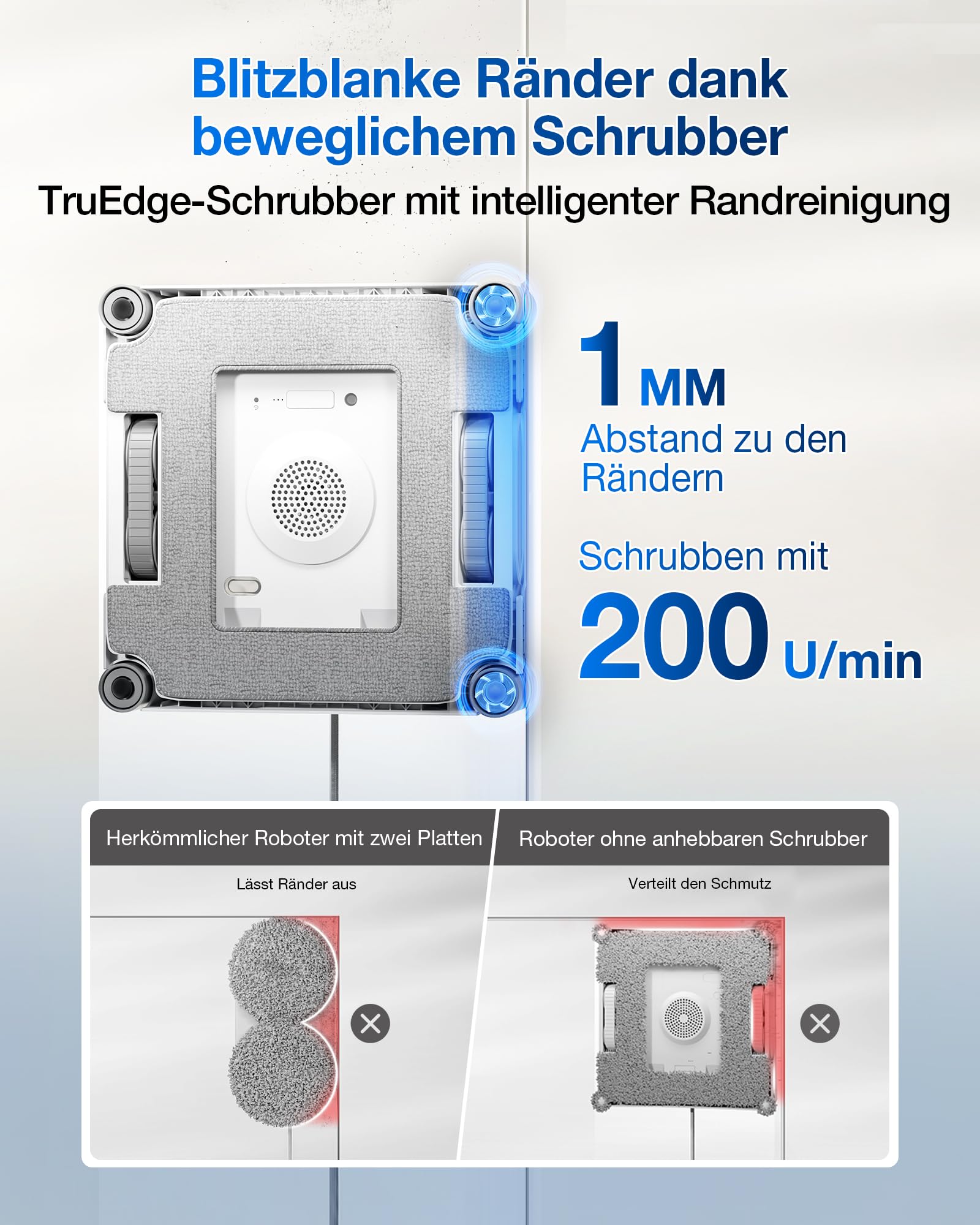 ECOVACS WINBOT W2S Omni Fensterputzroboter mit Multifunktionsstation, intelligenter Bis-an-den-Rand-Reinigung mit TruEdge™, Aufladen während des Betriebs, DREI Wasserdüsen, 12-stufigem Schutz