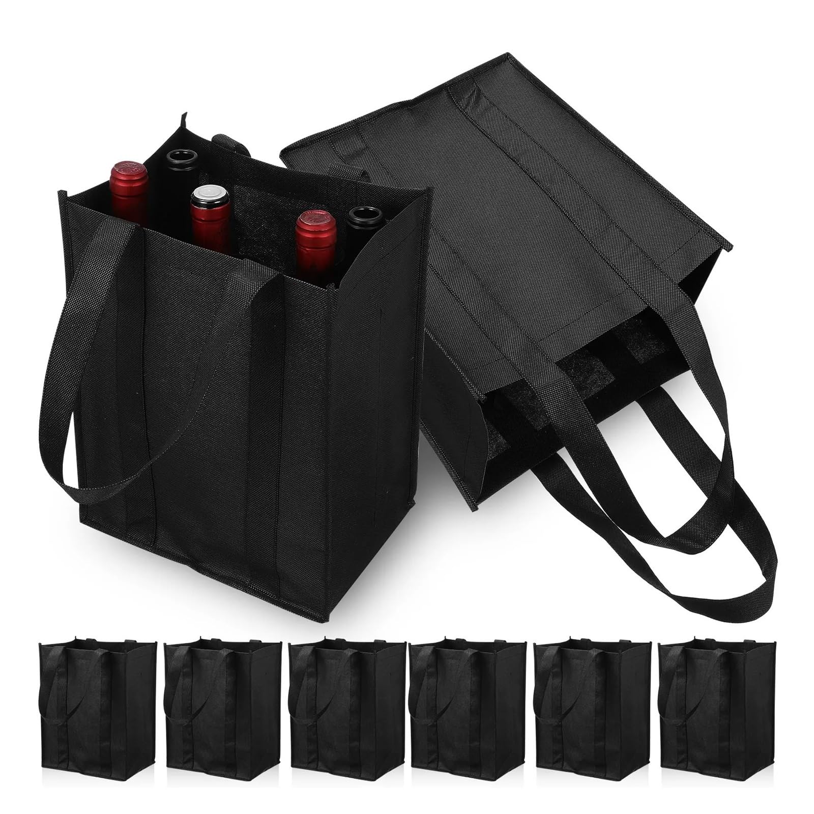 Elegante Weinflaschenbeutel, wiederverwendbar, Bierflaschen, Picknick, Einweihungsfeier, zum Aufbewahren und Transportieren, 6 Stück