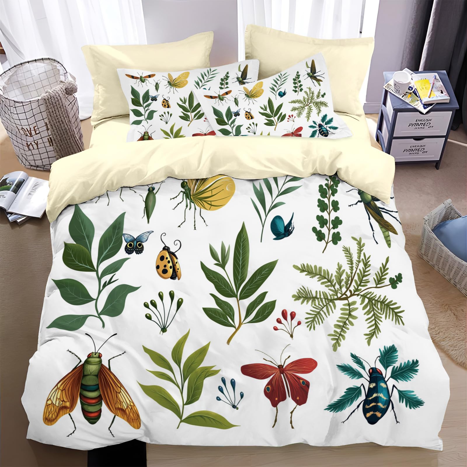 Housse de couette boheme avec fermeture eclair pour parure de lit microfibre facile a entretenir