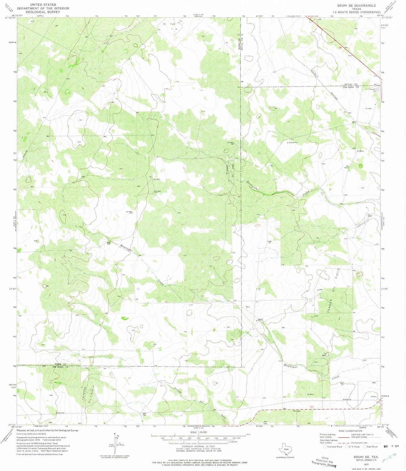 Texas Maps 1972 Bruni, TX USGS Historical Topographic