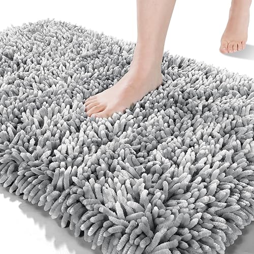 Yimobra Alfombra de baño de felpilla de lujo, extra suave y absorbente, antideslizante, lavable a máquina, alfombra de felpa para bañera, ducha y