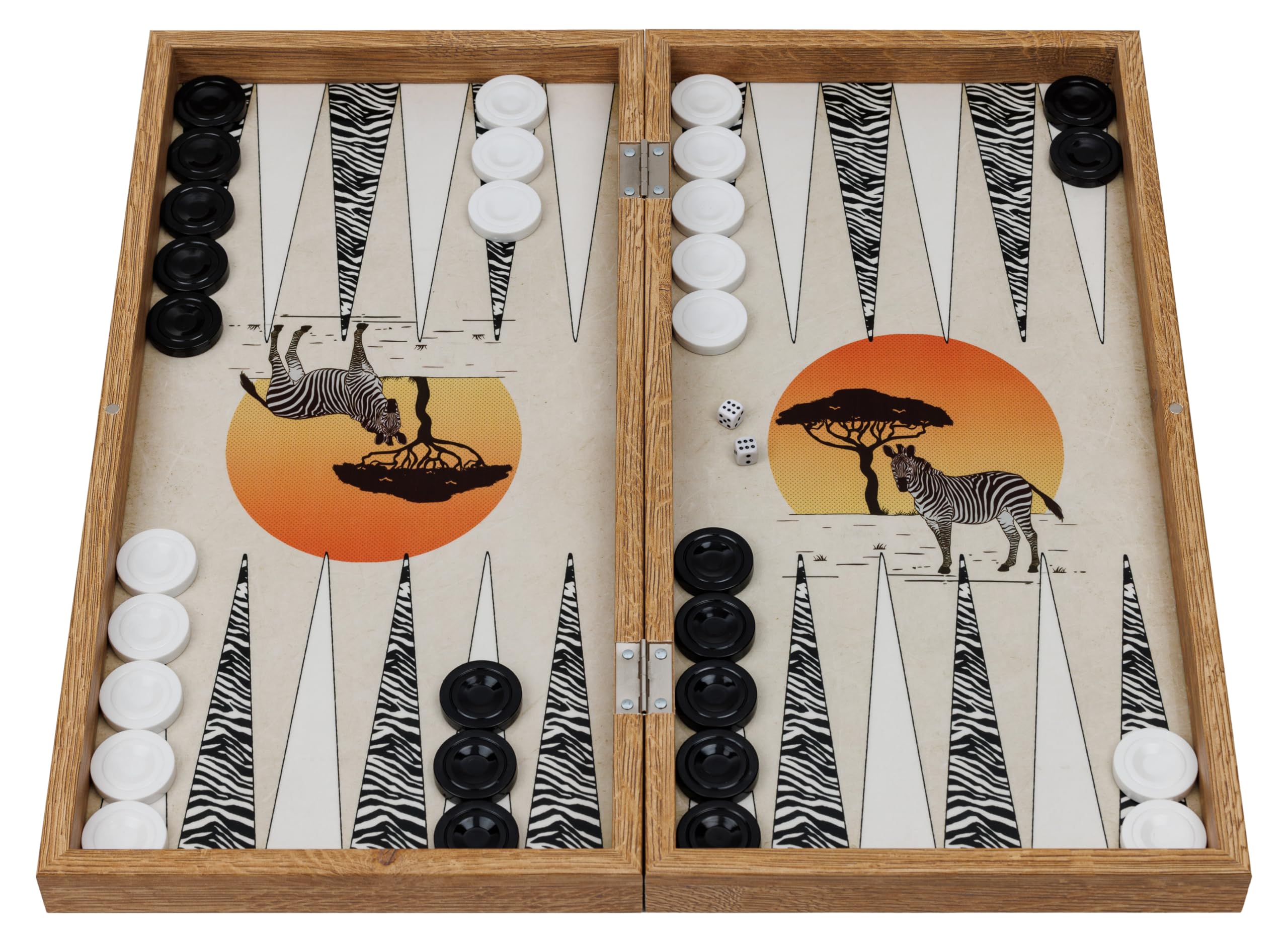 Zebra Illusions Design Backgammon Gioco da tavolo 48 centimetri in legno con pietre da gioco in acrilico amici e adulti
