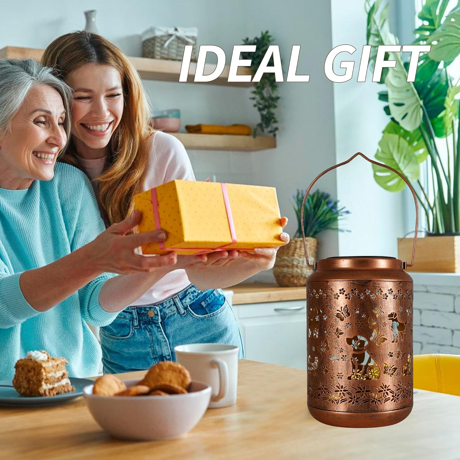 Solar Lanterns Outdoor Waterproof,Labrador Dog Hanging Solar Lights for Garden,Yard,Patio,Pathway - Metal Garden Decor Gifts for Women Mom Grandma