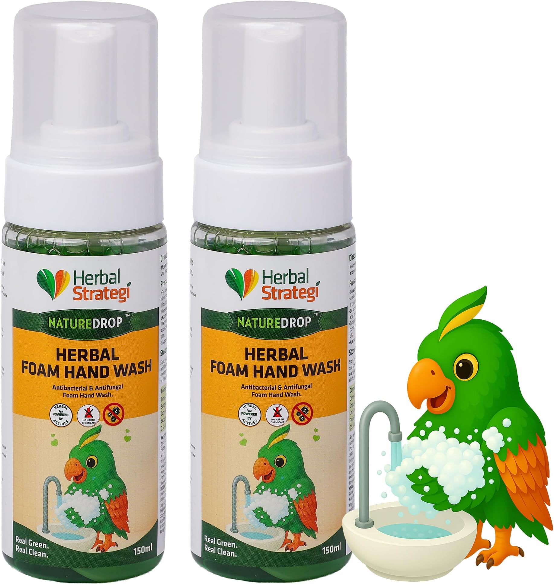 NatureDrop Foam Hand Wash – Khanewala Clean | Powered by Herbal Actives - 150ml (Pack of 2)