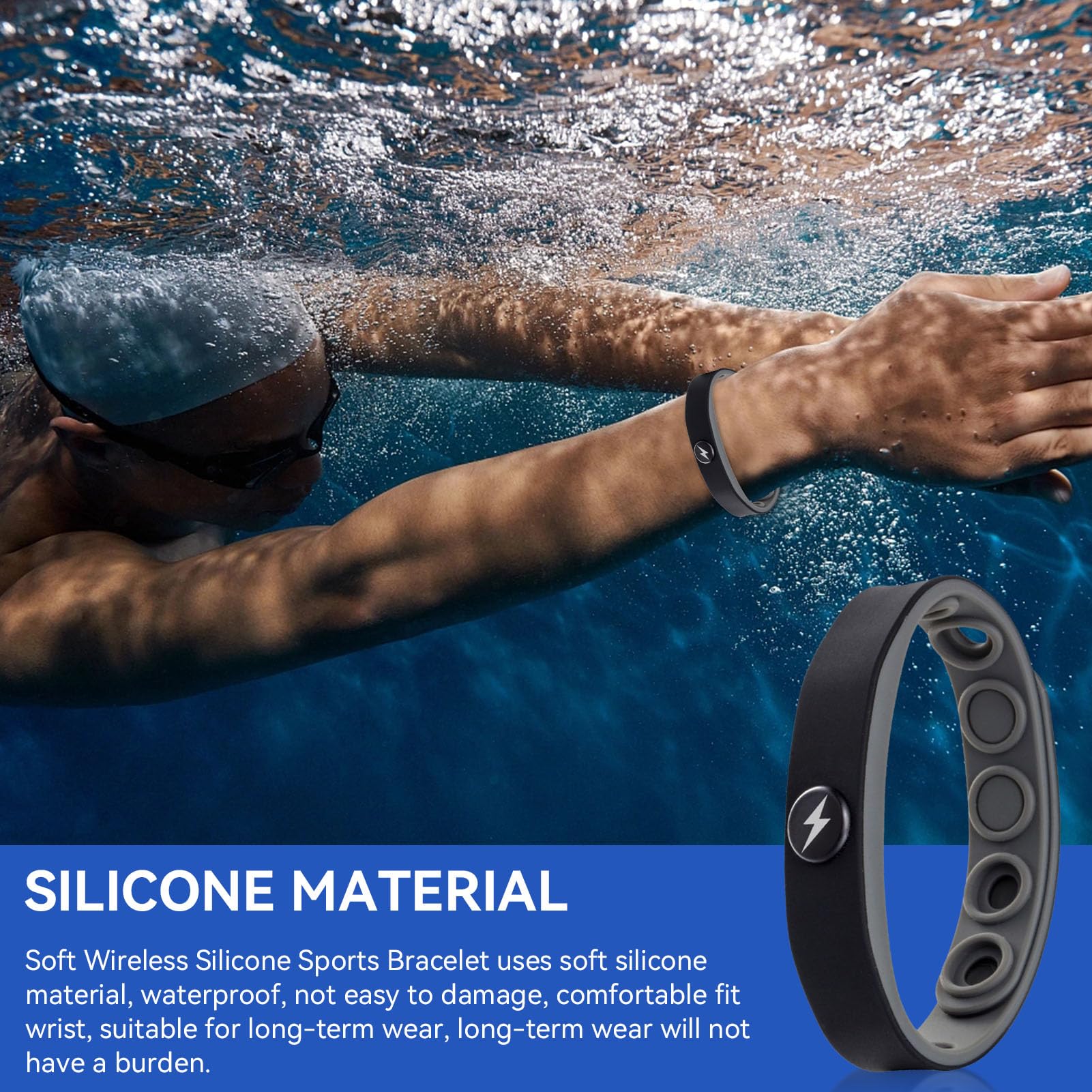 Siliconen Antistatische Polsband, ESD-polsband Aardingspolsband Zachte Draadloze Release Negatieve Ionen Siliconen Sportarmband Voor Heren Dames(zwart