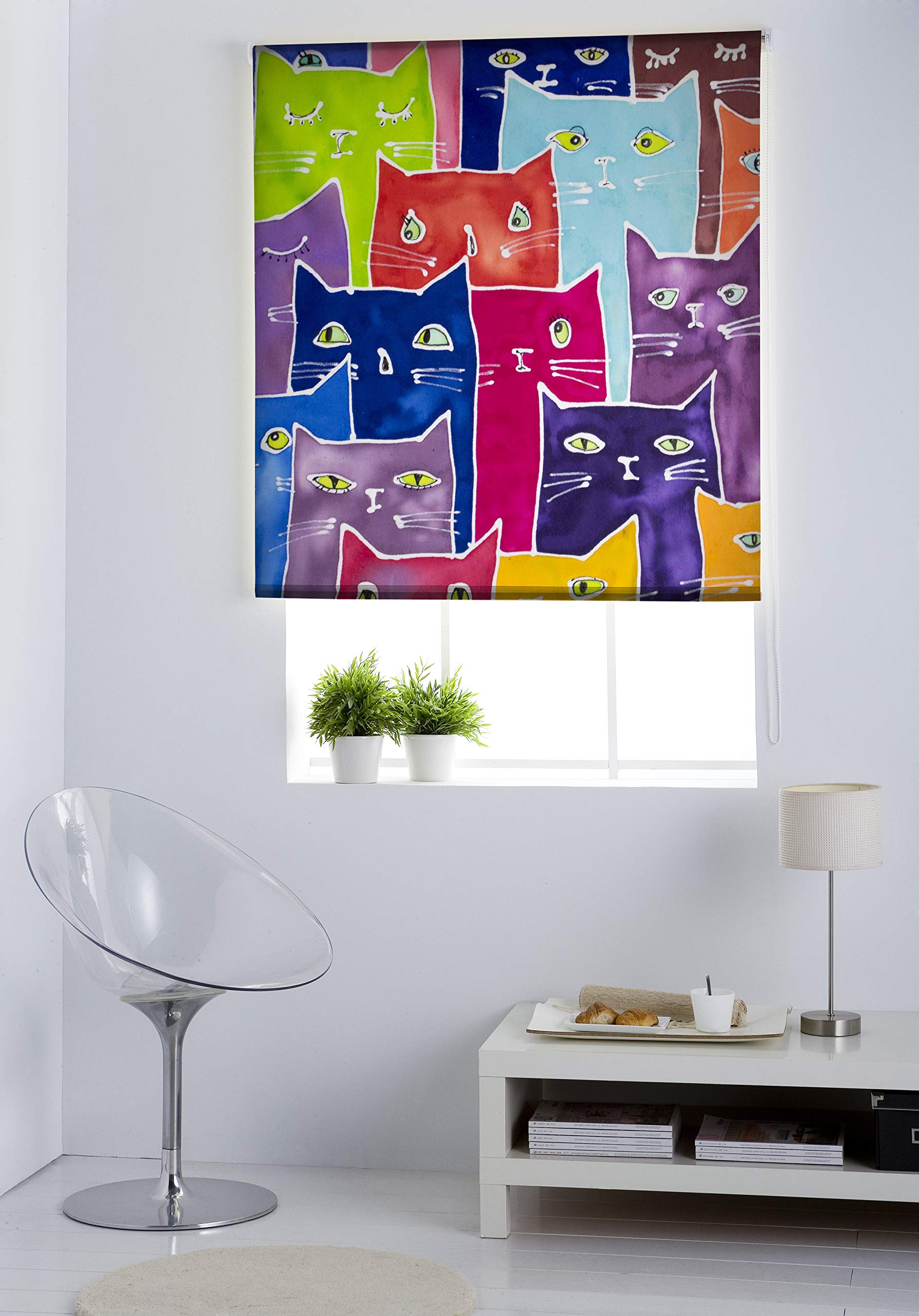 Estoralis Animales| Estor Enrollable Diseño Moderno|Sin Taladrar Translúcido Estampado | Modelo A-235 | 75 x 150 cm (Ancho/Alto) Tamaño Tela 72 x 150 cm | Estores para Ventanas y Puertas